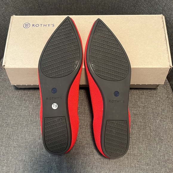 Rothy’s The Point Flame Red Orange Vibrant Bright Solid Color Flats - Picture 2 of 8